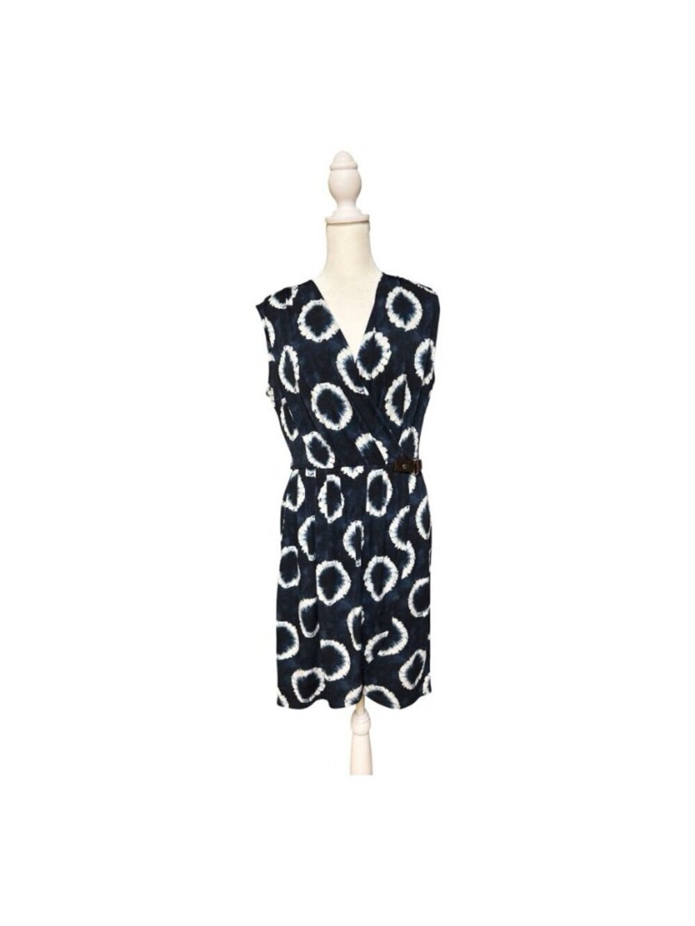 Michael Kors Navy Tie Dye Faux Wrap Sleeveless Dress Women’s Small